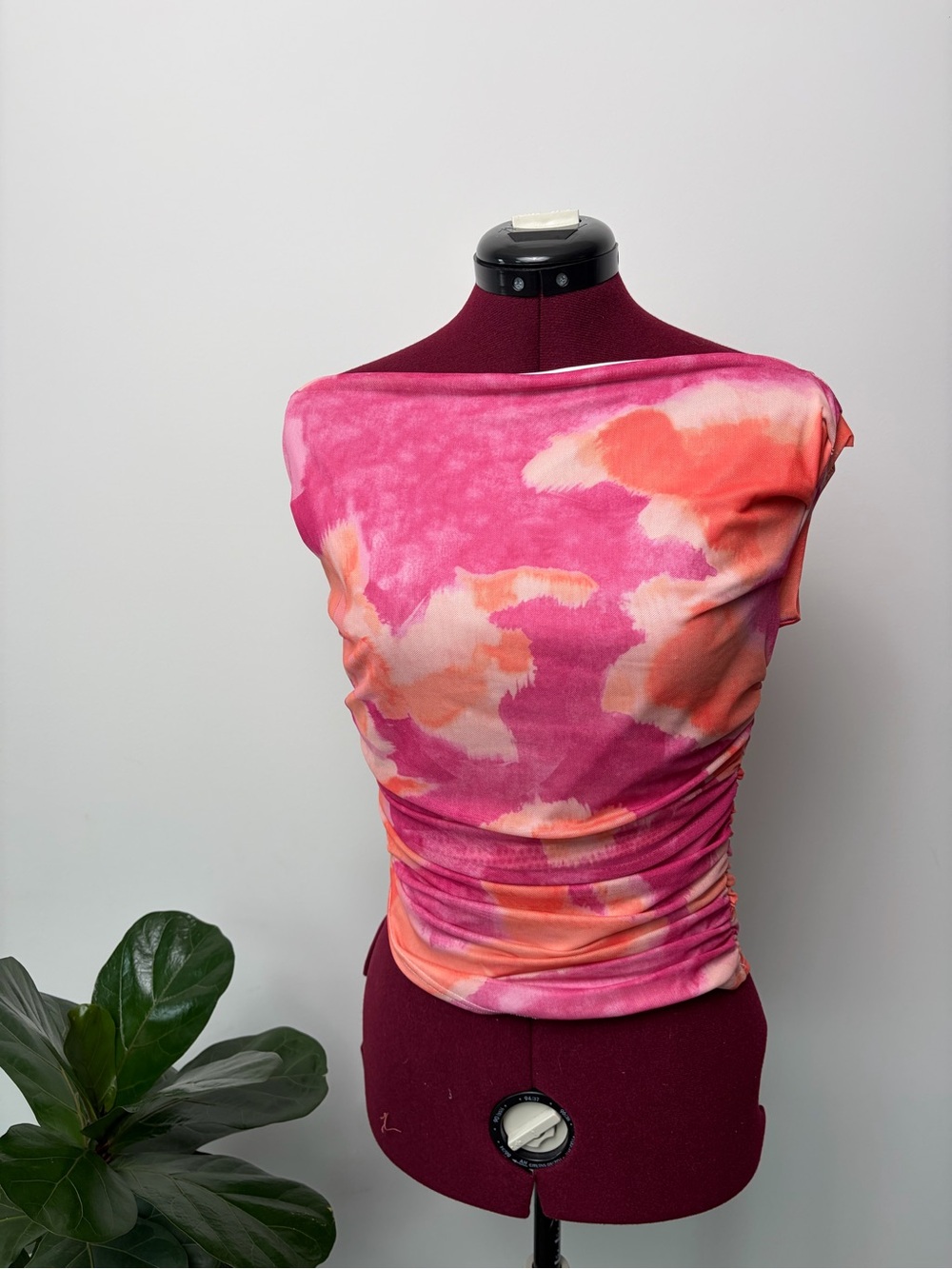 Women’s Pink & Coral Print Boatneck Top